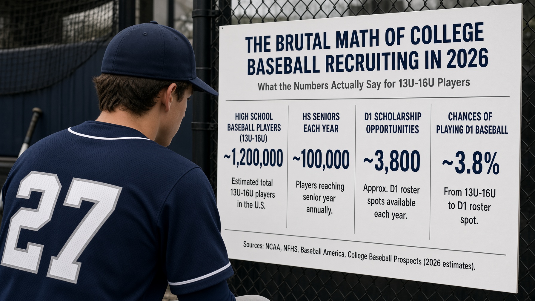The Brutal Math of College Baseball Recruiting in 2026: What the Numbers Actually Say for 13U-16U Players